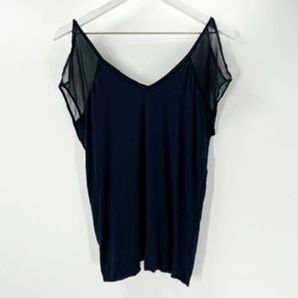 Bailey44 Navy Blue Sleeveless Top with Mesh Detail -‎ Women's Small